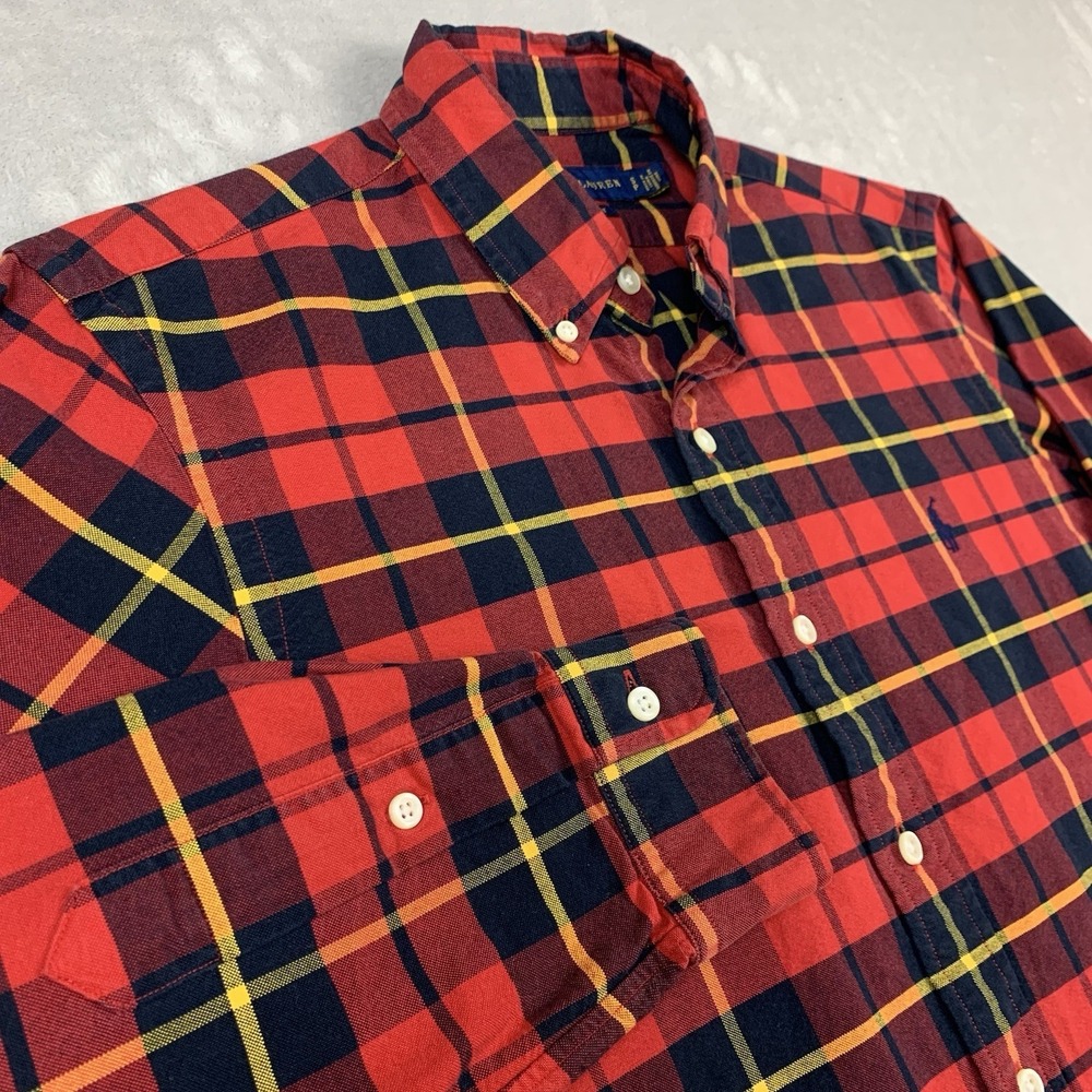 Polo Ralph Lauren Shirt Mens Small Red Plaid Button Down Classic Fit Cotton